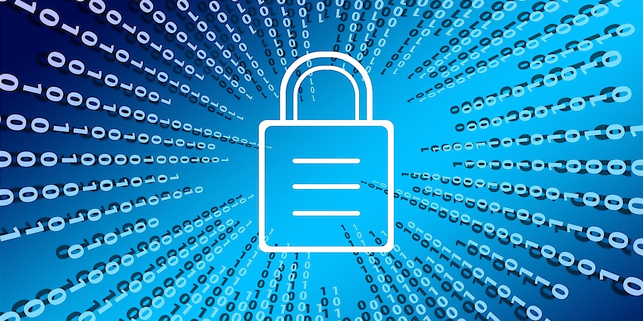 ESET Gutschein Ein Vorhängeschloss Piktogramm umzingelt von 1en und 0en